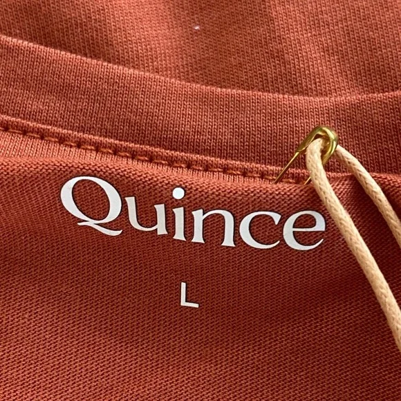 Quince Womens V-Neck Cotton Modal T Shirt Size L Burnt Sienna Capsule Minimalist - Picture 4 of 11